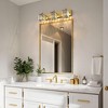 DORESshop Modern 3-Light LED Vanity Light Brushed Gold Bathroom Wall Sconce with Square Crystal Shades for Bathroom Bedroom and Mirror Lighting - 3 of 4