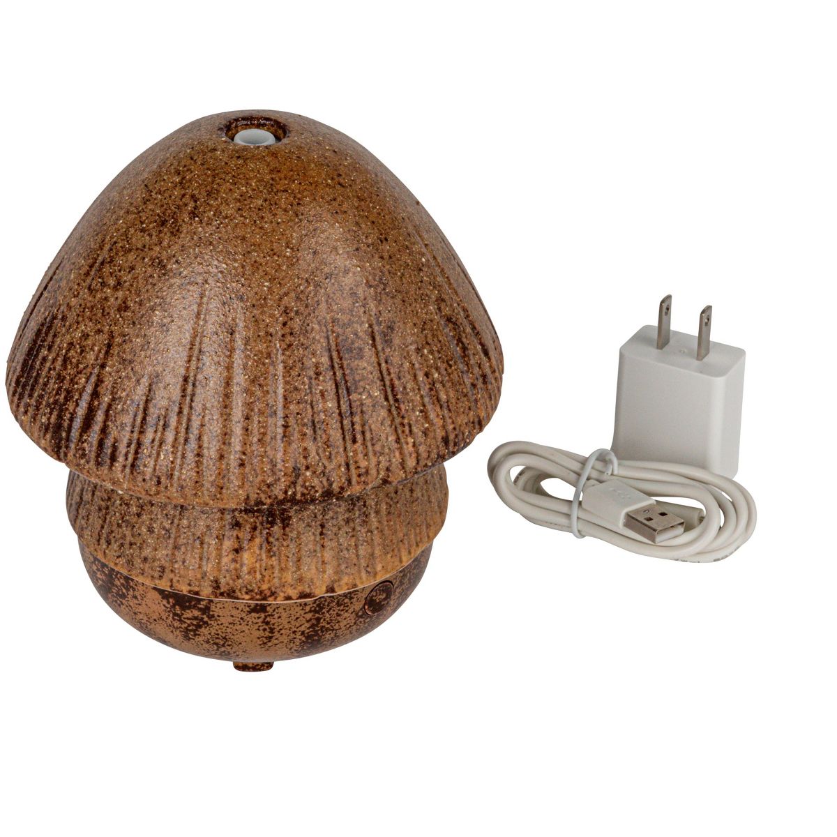 Storied Home Stoneware Mushroom Oil Diffuser with Timer, Brown