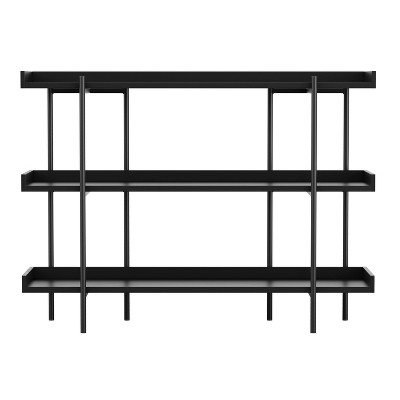 Black Wood Grain 3-Shelf Bookcase with Oil Rubbed Bronze Frame