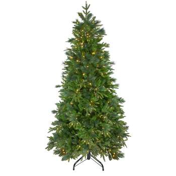 Northlight Real Touch™️ Pre-Lit Medium Rosemary Emerald Angel Pine Artificial Christmas Tree - 7.5' - Warm White LED Lights