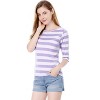 INSPIRE CHIC Women's Elbow Sleeves Boat Slim Fit Casual Stripe Animal Print Multi Floral Pattern T-Shirt - 2 of 4