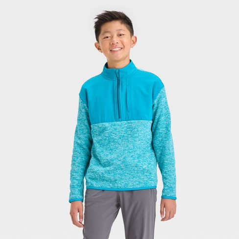 Boys' Fleece 1/4 Zip Pullover Hoodie Sweatshirt - All in Motion Blue XXL 