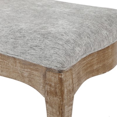 Gray Linen Upholstered Bench with Fir Wood Cabriole Legs