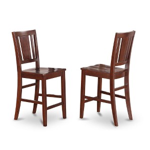 East West Furniture, Buckland  Counter  Height  Dining  room  Chair  with  Wood  Seat  in  Mahogany  Finish,  Set  of  2 - 1 of 3