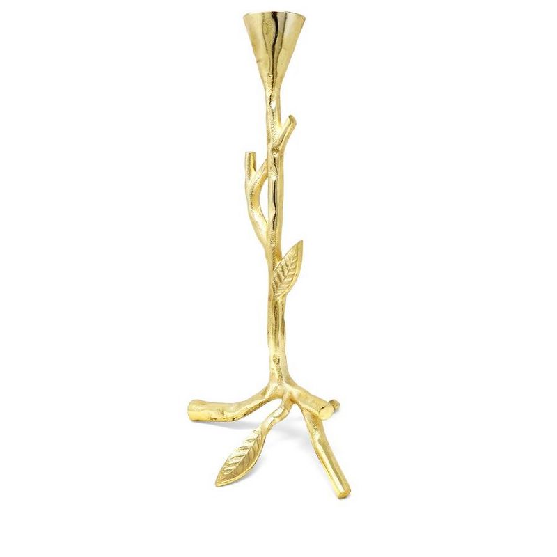 Classic Touch Gold Taper Candle Holder with Branch Design, 2 sizes, 3 of 4