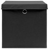 'vidaXL Foldable Storage Boxes with Covers - Set of 10 - Durable Non-Woven Fabric, Space-Saving Black Organizers for Home - 3 of 4