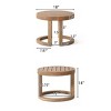 Modern Round Outdoor Patio 18" Acacia Wood Side Table,Wood Slat Tabletop Accent End Table with Semi Circle Base,Porch Entryway Table-Coolbibila - 4 of 4