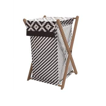 Bacati - Love Black/white Laundry Hamper with Wooden Frame
