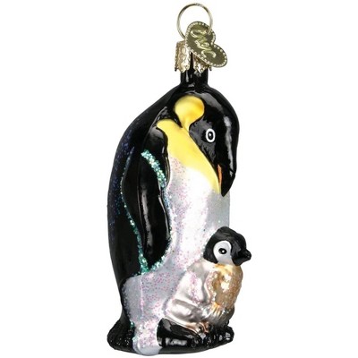 Old World Christmas Blown Glass Ornament for Christmas Tree, Emperor Penguin with Chick