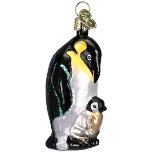 Old World Christmas Blown Glass Ornament for Christmas Tree, Emperor Penguin with Chick - 1 of 4