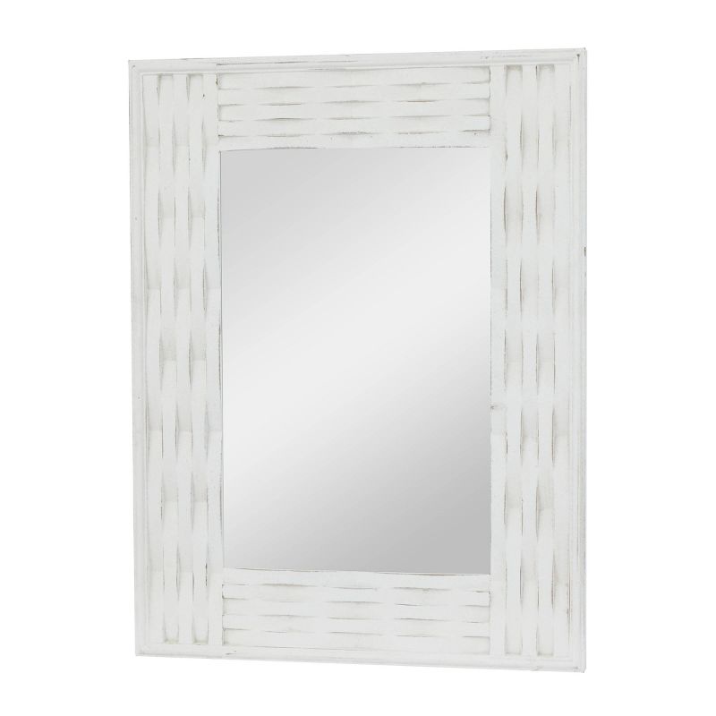 Contemporary Wood Rectangle Wall Mirror Textured Frame White - Olivia &#38; May, 4 of 5