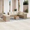 vidaXL Patio Sofa Set with Cushions Outdoor Furniture 10 Piece Poly Rattan - Beige and Cream - 2 of 4