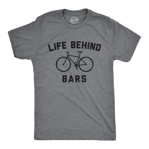 Mens Funny T Shirts Life Behind Bars Sarcastic Bicycle Graphic Novelty Biking Tee For Men - Crazy Dog Men's T Shirt - 1 of 4