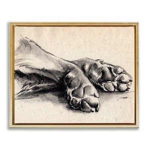 Stupell Industries Dog Paw Charcoal Design Floating Frame Canvas Art - 1 of 4