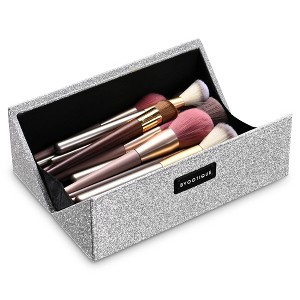 Byootique Makeup Brush Holder Case PU Cosmetic Organizer Travel Silver Glitter - 1 of 4
