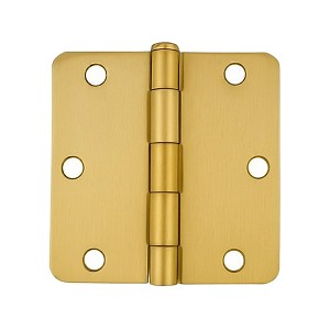 Brixwell 56-261SBRS Plain Bearing Butt Hinge Radius Corners Non Rising Removable Pin Type 3-1/2" Height 3-1/2" Width Satin Brass Finish Pair - 1 of 4