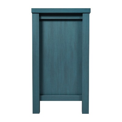Teal Engineered Wood Buffet Sideboard with Glass Doors and Drawers