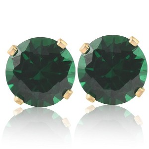 Pompeii3 1Ct TW Emerald Studs in 14k White or Yellow Gold - 1 of 4