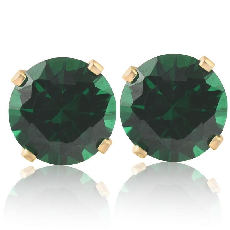 Pompeii3 1Ct TW Emerald Studs in 10k White or Yellow Gold, 1 of 4
