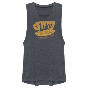 Juniors Womens Gilmore Girls Distressed Luke's Diner Logo Festival Muscle Tee - 1 of 4