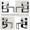 L-Shaped Computer Desk Corner Desk With 5-Tier Bookshelf,Simple Desk Workstation Desk,4 Installation Methods,Lockable Casters-The Pop Home - 3 of 4