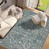 Vintage Floral Printed Distressed Rug for Living Room Retro Thin Washable Area Rugs for Bedroom Low Pile Non Slip Ultra Soft Carpet - 2 of 4