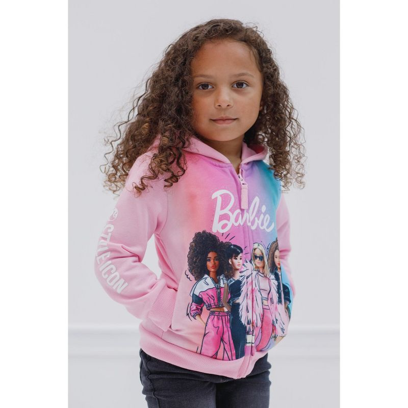 Barbie Girls Fleece Zip Up Hoodie Little Kid to Big Kid, 4 of 7