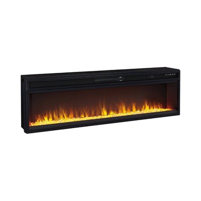 57" Metal Fireplace Inset with 6 Level Temperature Setting Black - Benzara