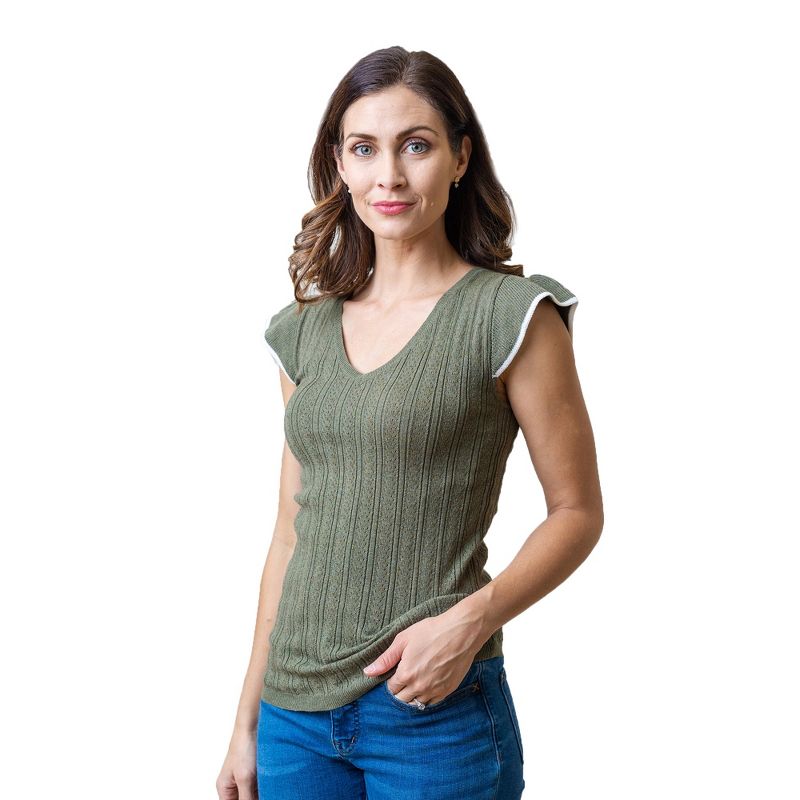 Hope & Henry Womens' Flutter Sleeve Sweater Top, 1 of 7