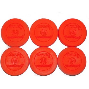 Mylec Floor & Street Hockey Puck, High Strength Hollow Plastic, Lightweight, Glides Smoothly on Any Surface Indoor or Outdoor, - Pack of 6 - 1 of 3