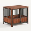 JUJABU Walnut Fluted Wood Dog Crate with Double Door, Decorative Pet House & Side End Table (Small/Medium Dogs) - 2 of 4