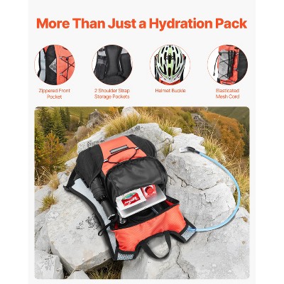 VEVOR Hydration Backpack with 2L TPU Water Bladder, Hydration Pack Backpack, Lightweight Hiking Water Backpack for Men Women, Black&Orange — фото 6