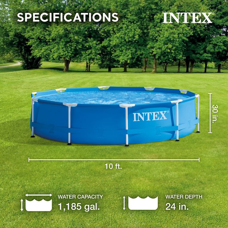 Intex 28201EH 10' x 30" Metal Frame Round Above Ground Swimming Pool, 3 of 7