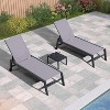 PURPLE LEAF Patio Chaise Lounge Set 2 Pieces Textilene Pool Lounge Chairs with Wheels Sunbathing Chair for Outdoor, Beach, Yard, Side Table Included - 2 of 4