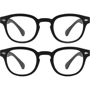 grinderPUNCH Classic Reading Glasses for Women and Men Stylish Lightweight Readers Round Readers for Women and Men - 2 Pack (Black, 1, x) - 1 of 4