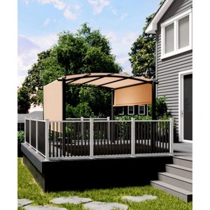 Outdoor Patio Pergola Arched Metal Gazebo with Retractable Canopy Waterproof Sun Shade for Garden Lawn Backyards - 1 of 4