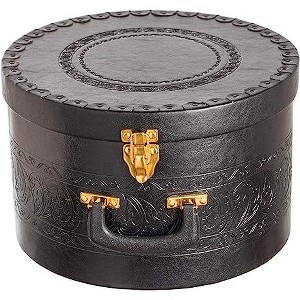 Creative Scents Round Hat Box Container with Gold locking Lid and Sturdy Handle 14'' - 1 of 4