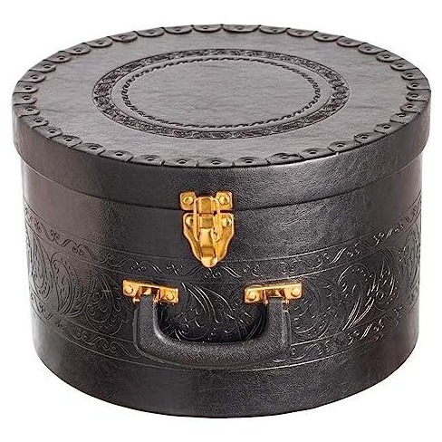 Creative Scents Round Hat Box Container With Gold Locking Lid, Gold Rim,  And Sturdy Handle 14.5'' : Target