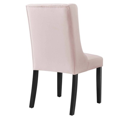 Baronet Pink Velvet Upholstered High Back Side Chairs with Wood Legs