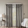 PAGED Curtains Knitted Jacquard Damask Total Blackout Grommet Top Curtain Panel Privacy Assured for Bedroom, Living Room, L84, Charcoal - 3 of 4