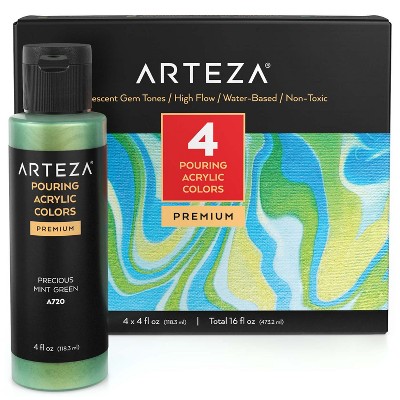 Arteza Iridescent Pouring Acrylic Paint Set, 118ml, Gem Tones - 4 Pack (ARTZ-4100)