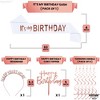 KatchOn, Rose Gold Birthday Decorations Set - Pack of 47 | Rose Gold Fringe Curtain, Happy Birthday Decorations Rose Gold Balloons - 3 of 4