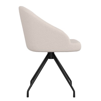 White Boucle Upholstered Office Chair with Oil Rubbed Bronze Frame