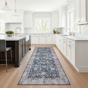 Delara Machine Washable Area Rug, Soft & Durable, Non-Slip Rug for High Traffic Areas, Indigo Bloom - 1 of 4