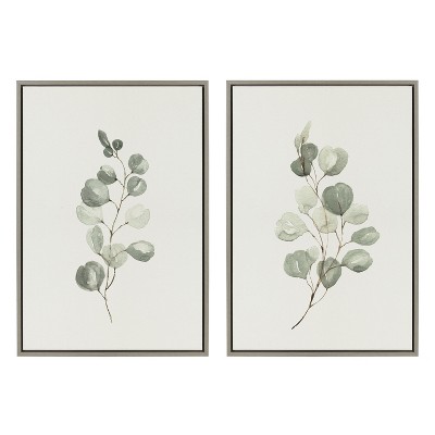 Eucalyptus Greenery Framed Canvas Wall Art Set