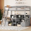 NicBex Twin Loft Bed Wooden Bed Frame with Storage Shelf, Desk, 2 Drawers, 2 Benches, Ladder and Full Length Guardrail, No Box Spring Required, Gray - 2 of 4