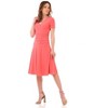 Rekucci Women's V-Neck Short Sleeve Crossover Dress with Tummy Control - 4 of 4
