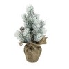 Northlight 0.8 FT Flocked Mini Pine Cone Christmas Tree in Beige Burlap Pot - 3 of 4