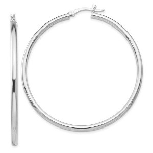 Black Bow Jewelry 2.5mm Polished Sterling Silver Round Hoop Earrings, 52mm (2 in) - 1 of 4
