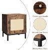 Homhougo Rattan End Table - Set of 1, Wood Nightstand with Storage Shelf Brown - 3 of 4